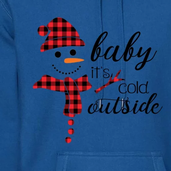 ItS Cold Outside Cute Christmas Snow Buffalo Plaid Gift Premium Hoodie