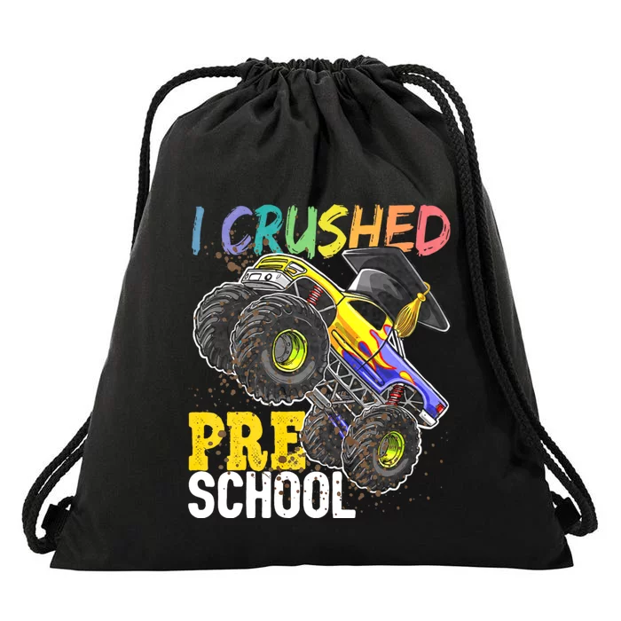 I Crushed Preschool Monster Truck Graduation Cap Gift Drawstring Bag