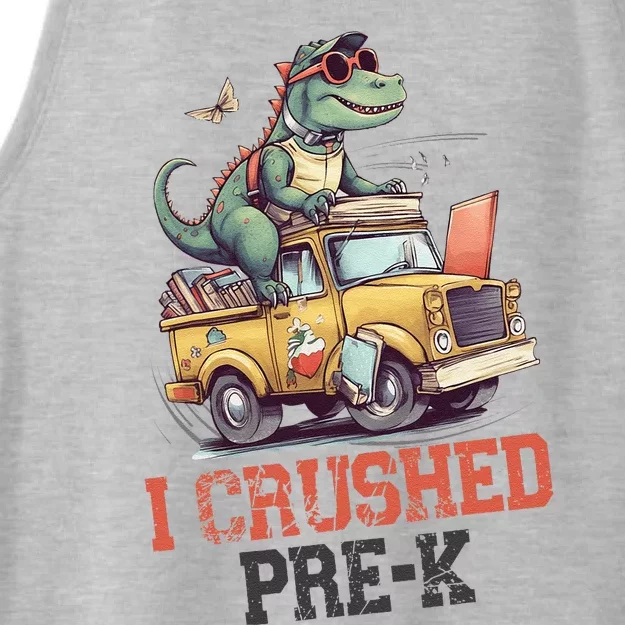 I Crushed PreK Truck Graduation dinosaur Preschool cute Ladies Tri-Blend Wicking Tank