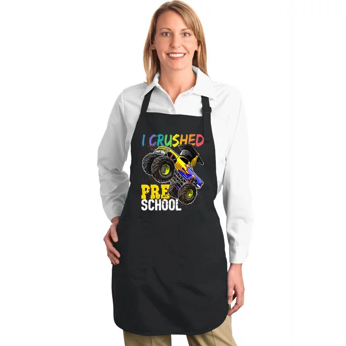 I Crushed Preschool Monster Truck Graduation Full-Length Apron With Pocket