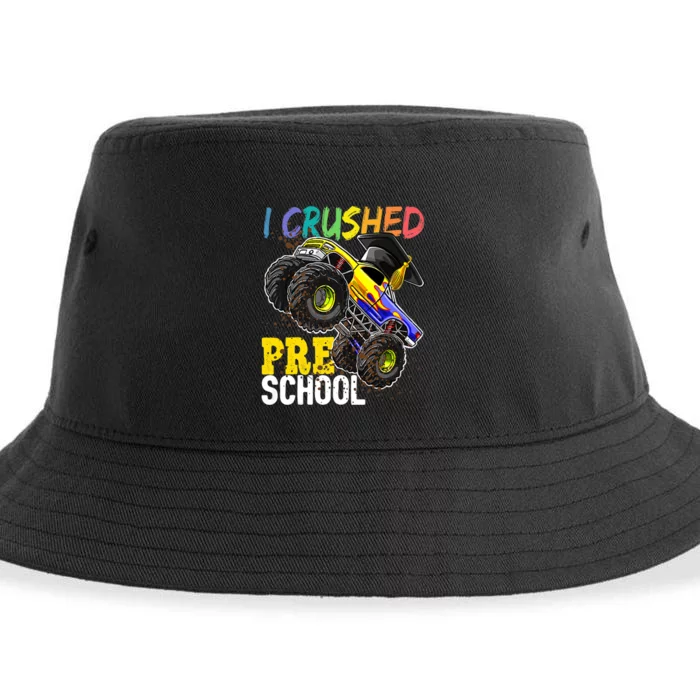 I Crushed Preschool Monster Truck Graduation Sustainable Bucket Hat