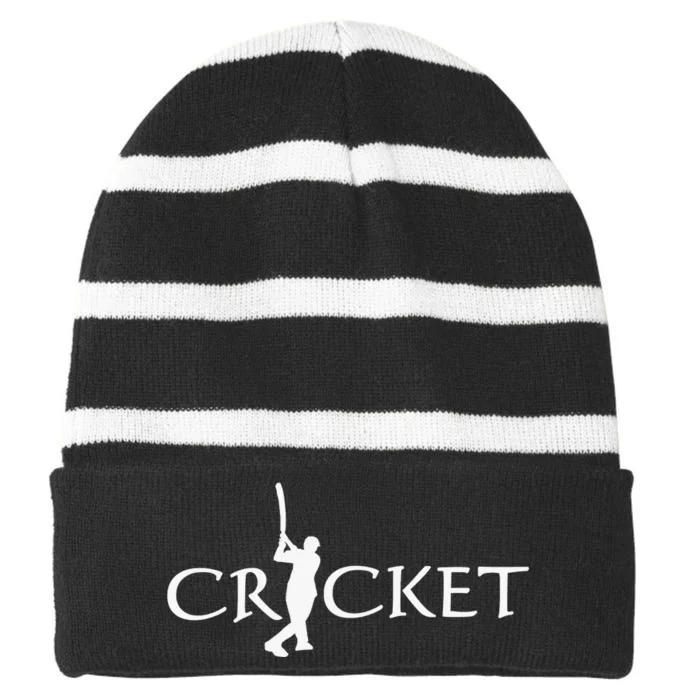 Indian Cricket Player Team Cricket Fans India Cricket Striped Beanie with Solid Band