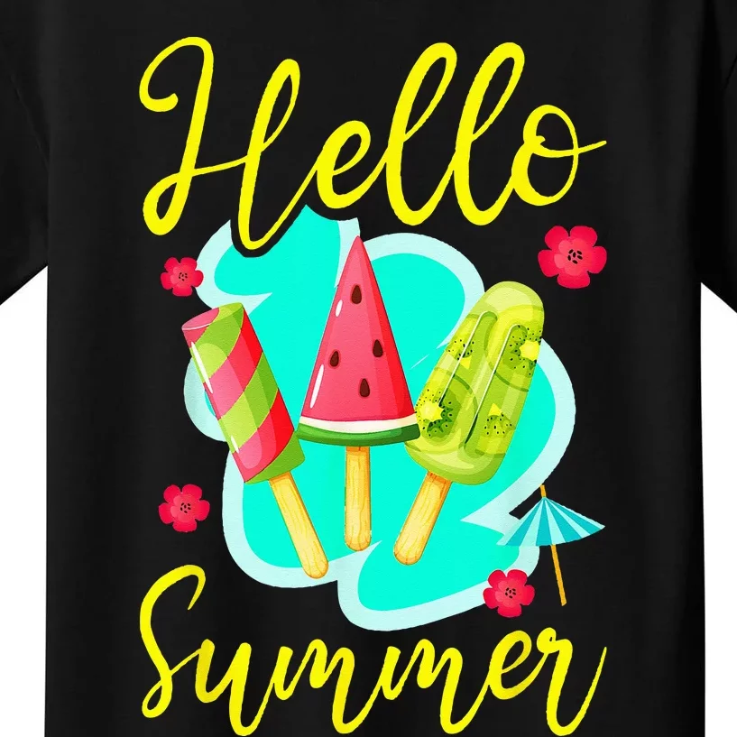 Ice Cream Popsicle Hello Summer Kids T-Shirt