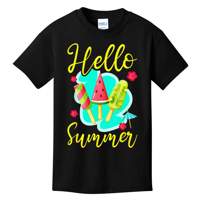 Ice Cream Popsicle Hello Summer Kids T-Shirt