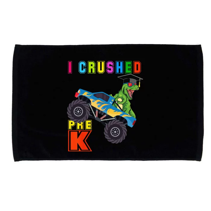 I Crushed PreK TRex Monster Truck Graduation Cap Microfiber Hand Towel