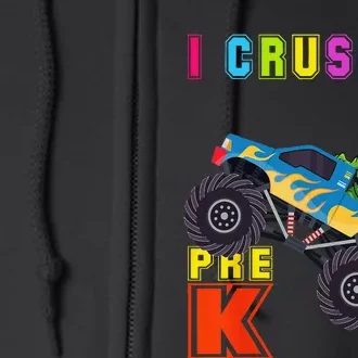 I Crushed PreK TRex Monster Truck Graduation Cap Full Zip Hoodie