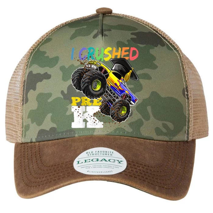 I Crushed Pre K Monster Truck Graduation Cap Tee Gift Boy Legacy Tie Dye Trucker Hat