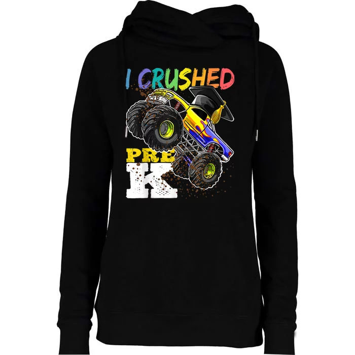 I Crushed Pre K Monster Truck Graduation Cap Tee Gift Boy Womens Funnel Neck Pullover Hood