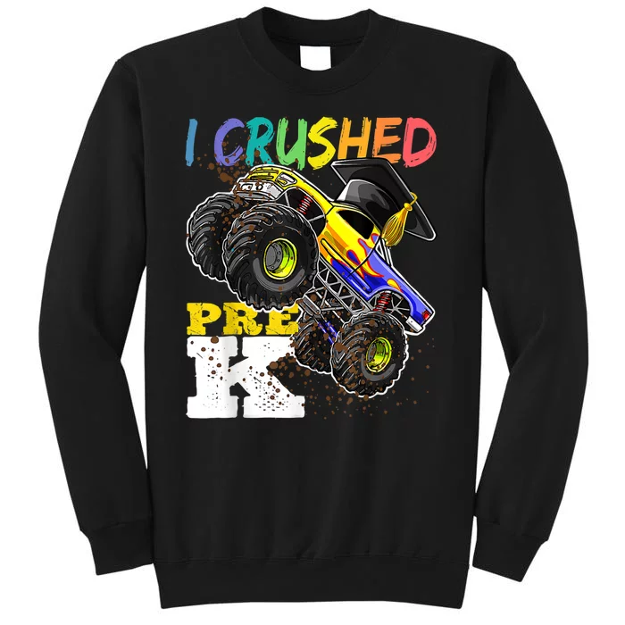 I Crushed Pre K Monster Truck Graduation Cap Tee Gift Boy Tall Sweatshirt