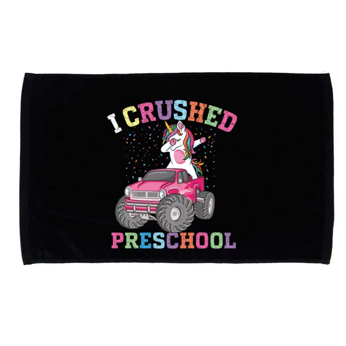 I Crushed Preschool Dabbing Unicorn Truck Graduation Gift Microfiber Hand Towel