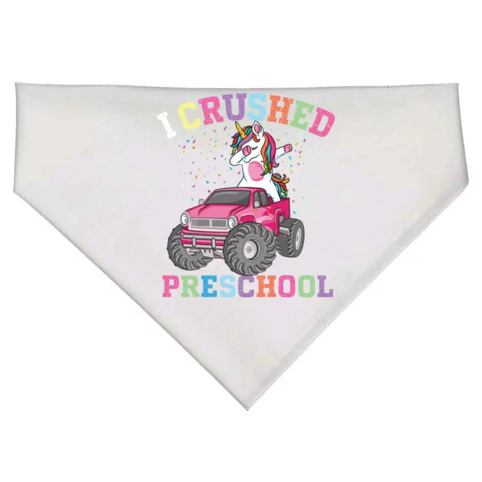 I Crushed Preschool Dabbing Unicorn Truck Graduation Gift USA-Made Doggie Bandana