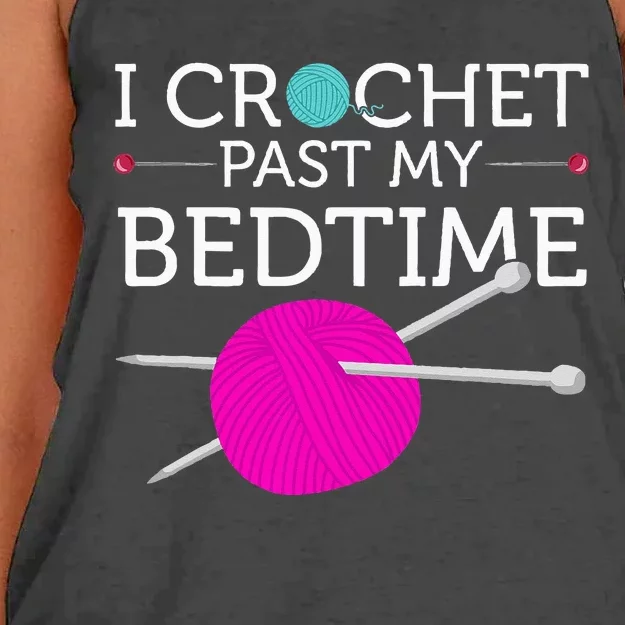 I Crochet Past My Bedtime Funny Crocheter Humor Women's Knotted Racerback Tank