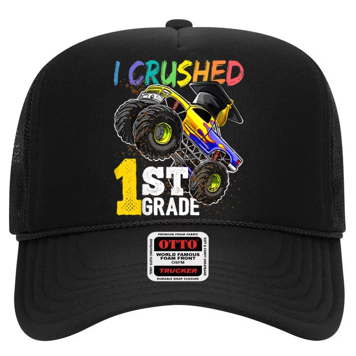 I Crushed Preschool Monster Truck Graduation Cap Gift High Crown Mesh Trucker Hat