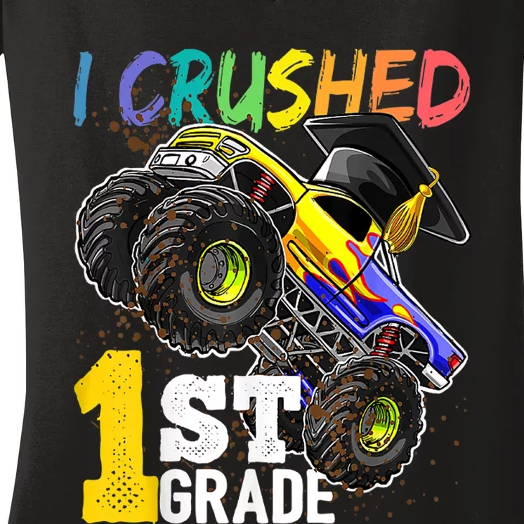 I Crushed Preschool Monster Truck Graduation Cap Gift Women's V-Neck T-Shirt