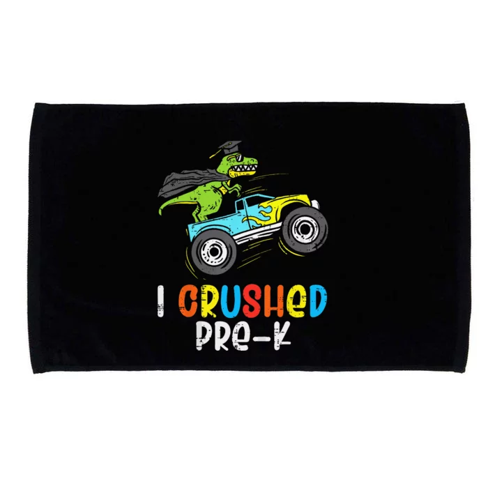 I Crushed PreK TRex Monster Truck Graduation Cap Microfiber Hand Towel