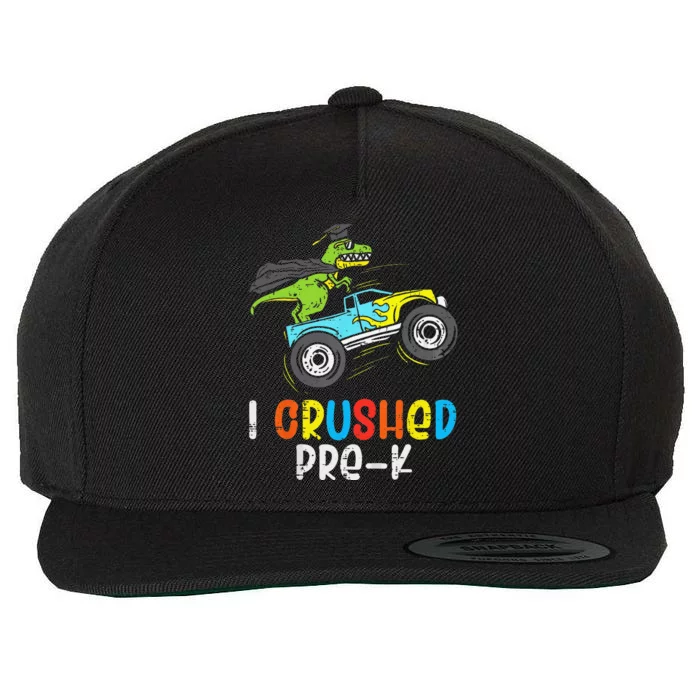 I Crushed PreK TRex Monster Truck Graduation Cap Wool Snapback Cap