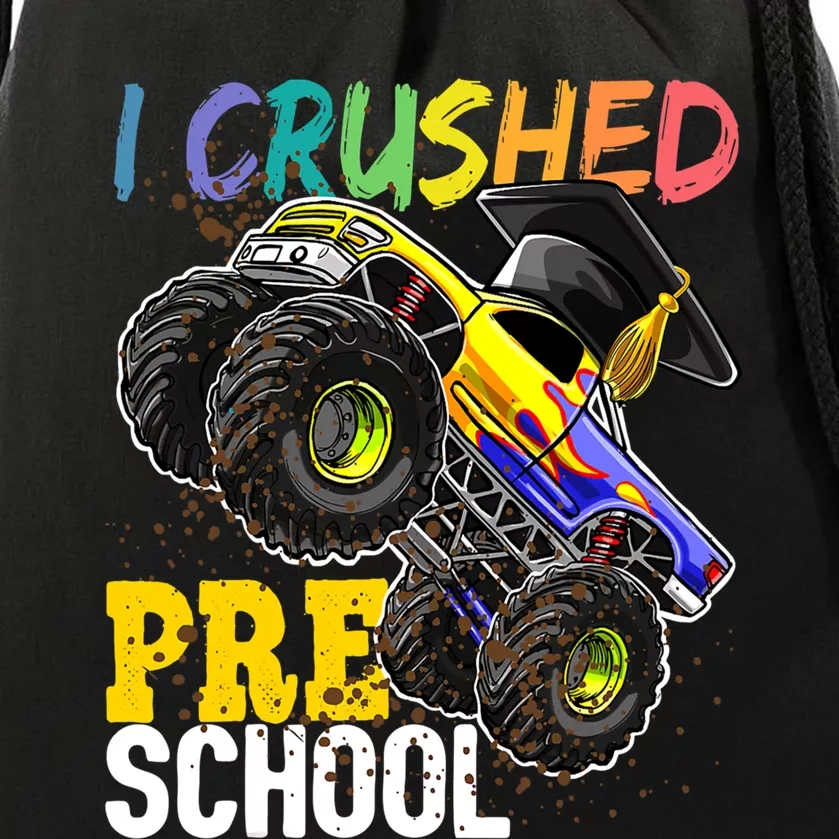 I Crushed Preschool Monster Truck Graduation Cap Gift Boys Drawstring Bag