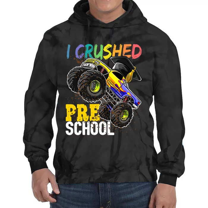 I Crushed Preschool Monster Truck Graduation Cap Gift Boys Tie Dye Hoodie