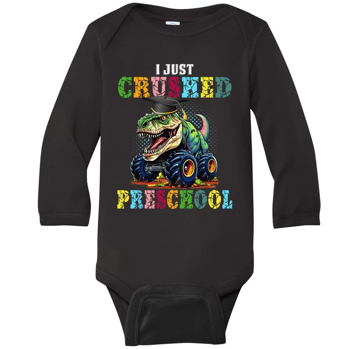 I Crushed Preschool Monster Truck Graduation Baby Long Sleeve Bodysuit