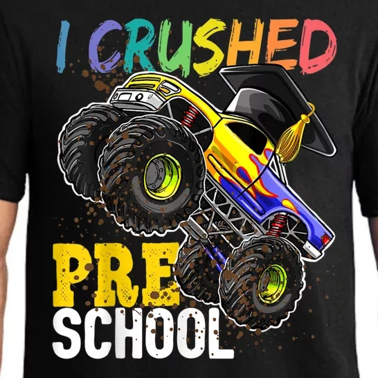 I Crushed Preschool Monster Truck Graduation Cap Gift Boys Pajama Set