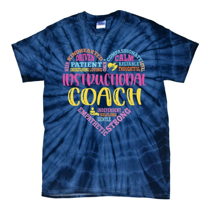 Instructional Coach Rainbow Heart Instructional Coach Gifts Tie-Dye T-Shirt