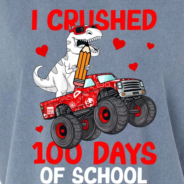 I Crushed Retro 100 Days Of School Dinosaur T Rex Smarter Great Gift Garment-Dyed Women's Muscle Tee