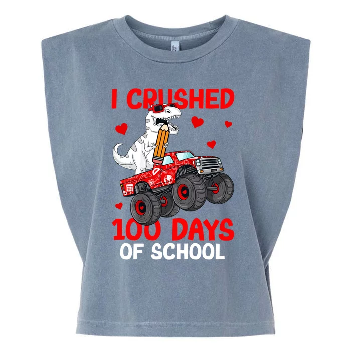 I Crushed Retro 100 Days Of School Dinosaur T Rex Smarter Great Gift Garment-Dyed Women's Muscle Tee