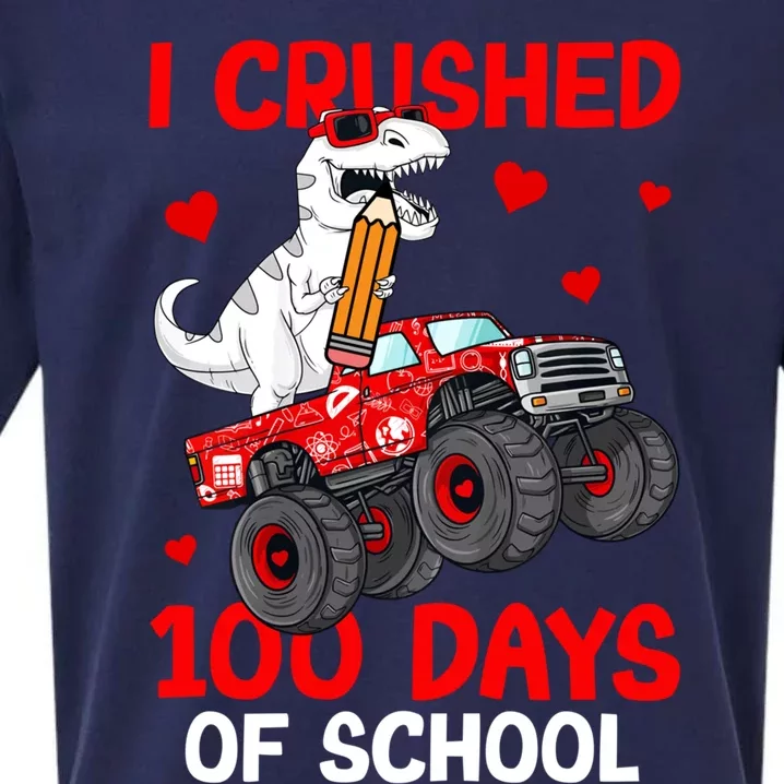 I Crushed Retro 100 Days Of School Dinosaur T Rex Smarter Great Gift Sueded Cloud Jersey T-Shirt