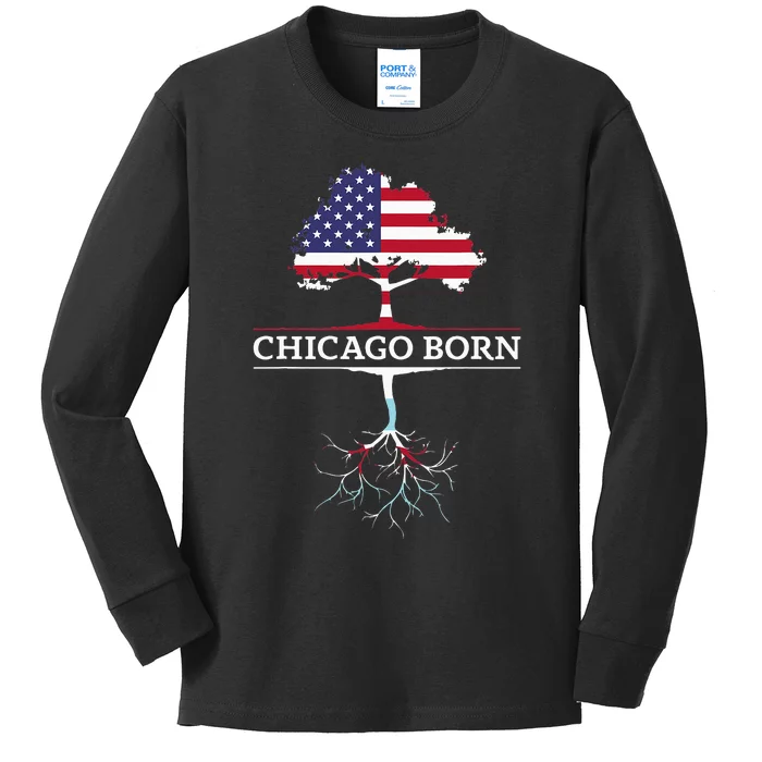 Illinois Chicago Roots Chicago Born Kids Long Sleeve Shirt