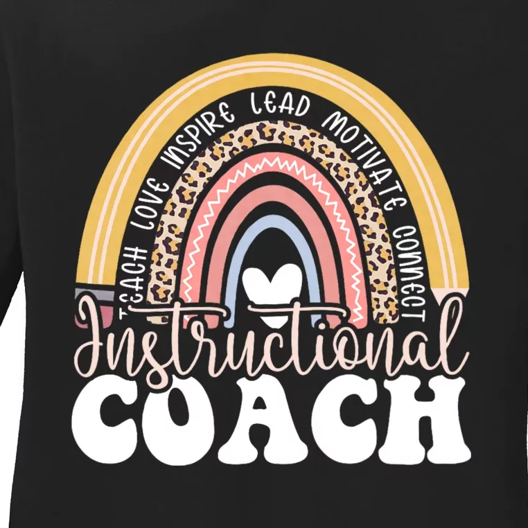 Instructional Coach Rainbow Leopard Academic Specialist Ladies Long Sleeve Shirt