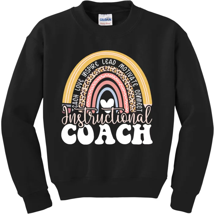 Instructional Coach Rainbow Leopard Academic Specialist Kids Sweatshirt