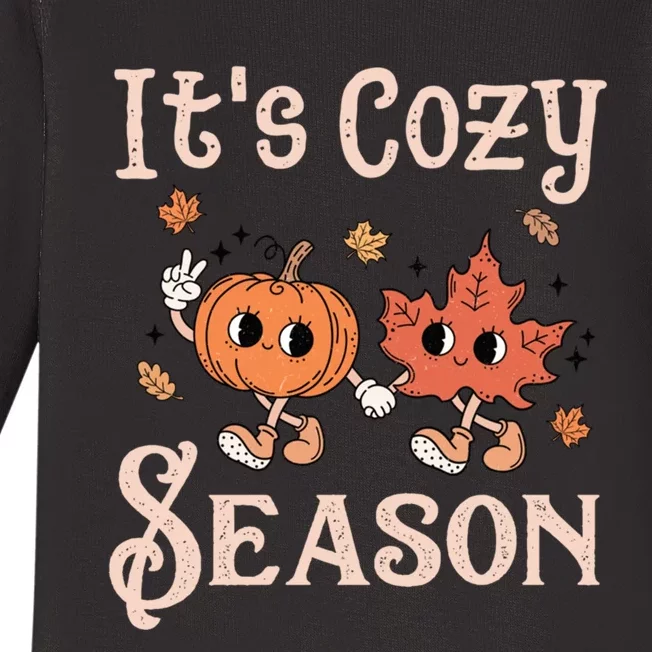 ItS Cozy Season Retro Pumpkin And Fall Leaf Autumn Baby Long Sleeve Bodysuit