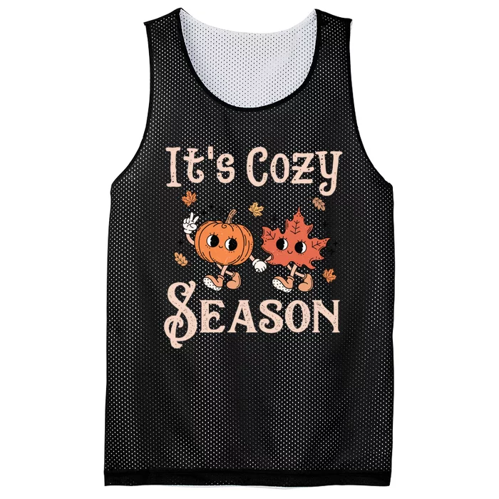 ItS Cozy Season Retro Pumpkin And Fall Leaf Autumn Mesh Reversible Basketball Jersey Tank