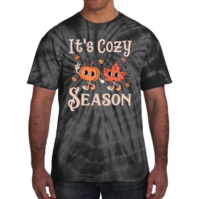 ItS Cozy Season Retro Pumpkin And Fall Leaf Autumn Tie-Dye T-Shirt