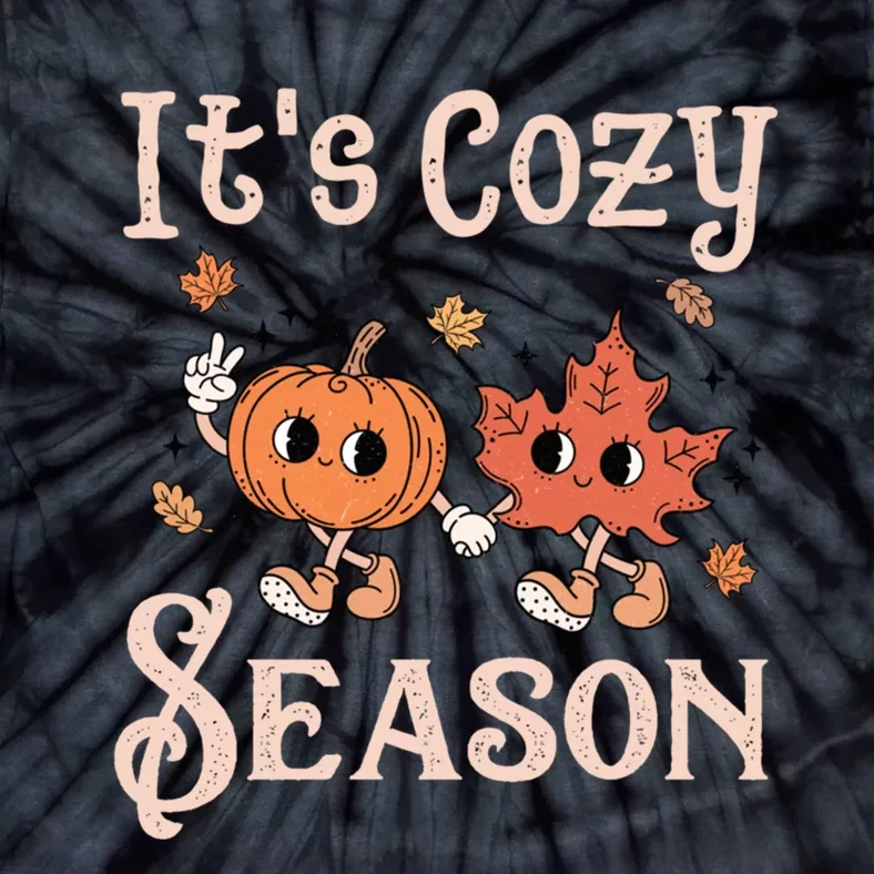 ItS Cozy Season Retro Pumpkin And Fall Leaf Autumn Tie-Dye T-Shirt