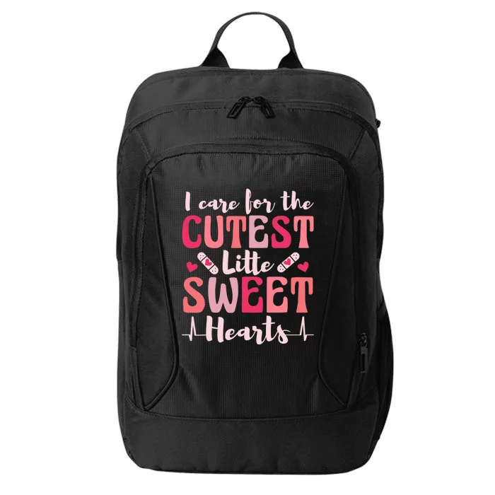 I Care Sweet Hearts Retro Groovy Valentines Day For Nurse City Backpack