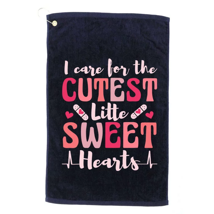 I Care Sweet Hearts Retro Groovy Valentines Day For Nurse Platinum Collection Golf Towel