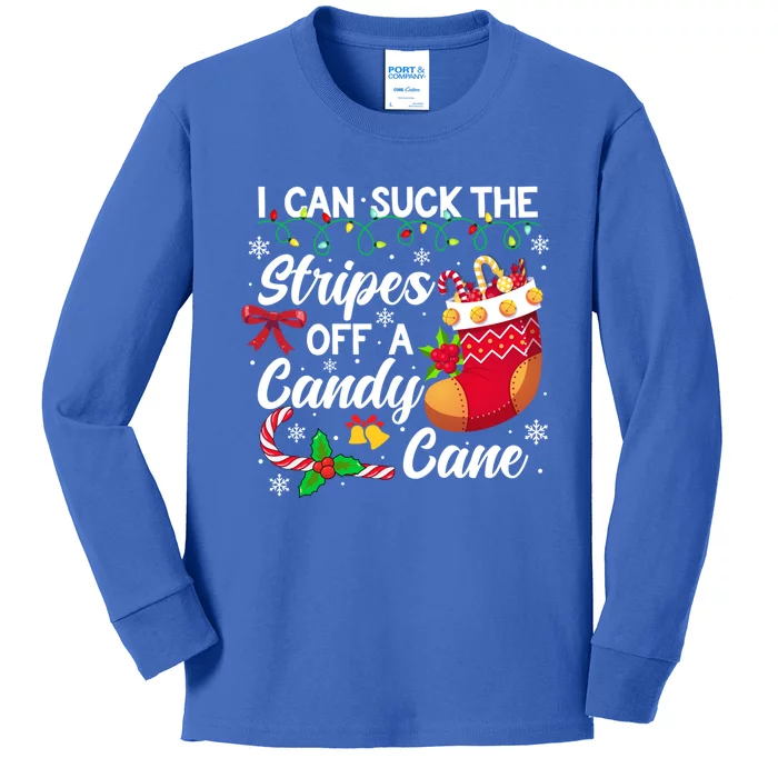 I Can Suck The Stripes Off A Candy Cane Christmas Naughty Gift Kids Long Sleeve Shirt