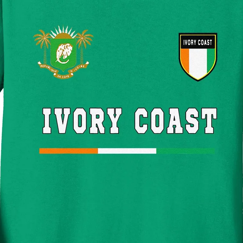 Ivory Coast Sportsoccer Jersey Flag Football Kids Long Sleeve Shirt