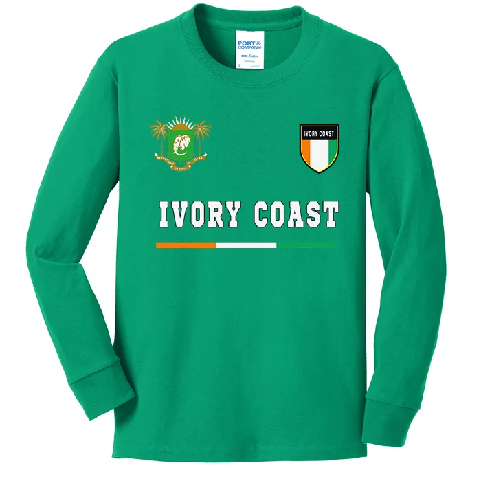 Ivory Coast Sportsoccer Jersey Flag Football Kids Long Sleeve Shirt