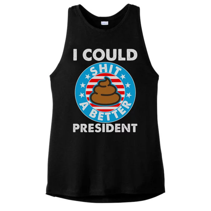 I Could Shit A Better President Poop Emblem Ladies Tri-Blend Wicking Tank