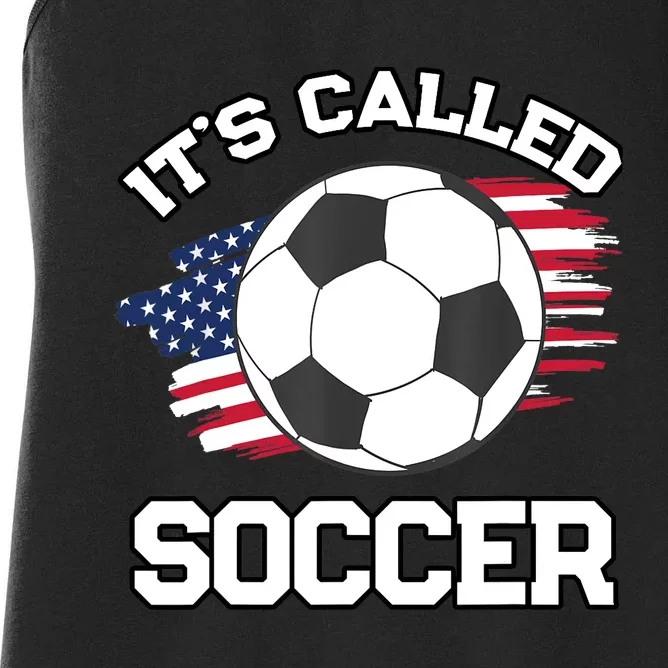 It's Called Soccer Funny Football Fan Futbol American Flag Women's Racerback Tank