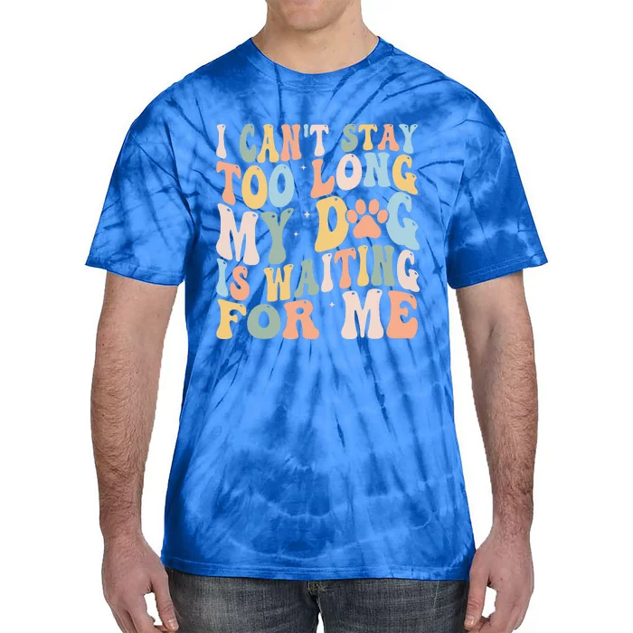 I CanT Stay Too Long My Dog Is Waiting For Me Dog Lover Tie-Dye T-Shirt