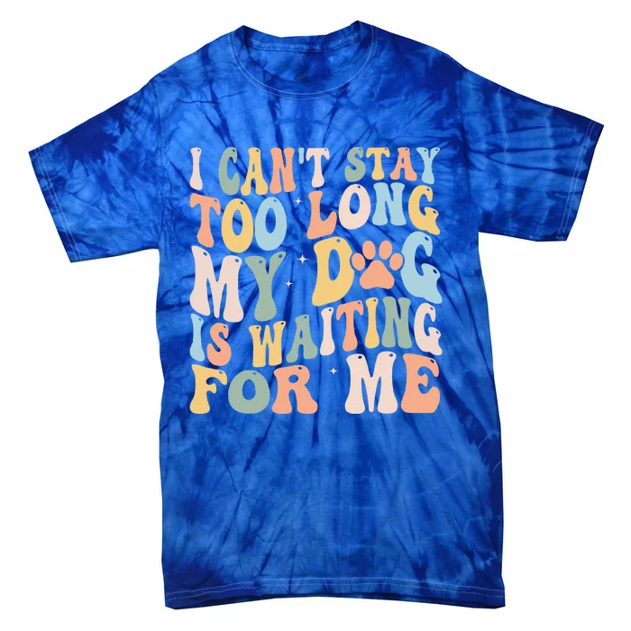 I CanT Stay Too Long My Dog Is Waiting For Me Dog Lover Tie-Dye T-Shirt