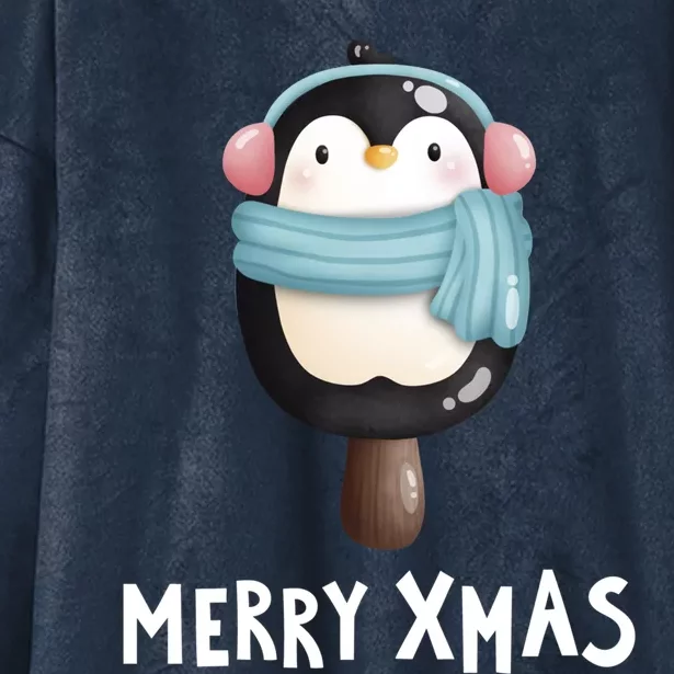 Ice Cream Santa Penguin Merry Christmas Xmas Gift Cool Gift Hooded Wearable Blanket