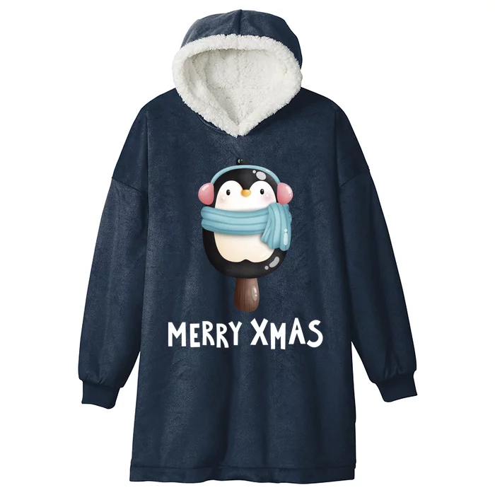 Ice Cream Santa Penguin Merry Christmas Xmas Gift Cool Gift Hooded Wearable Blanket