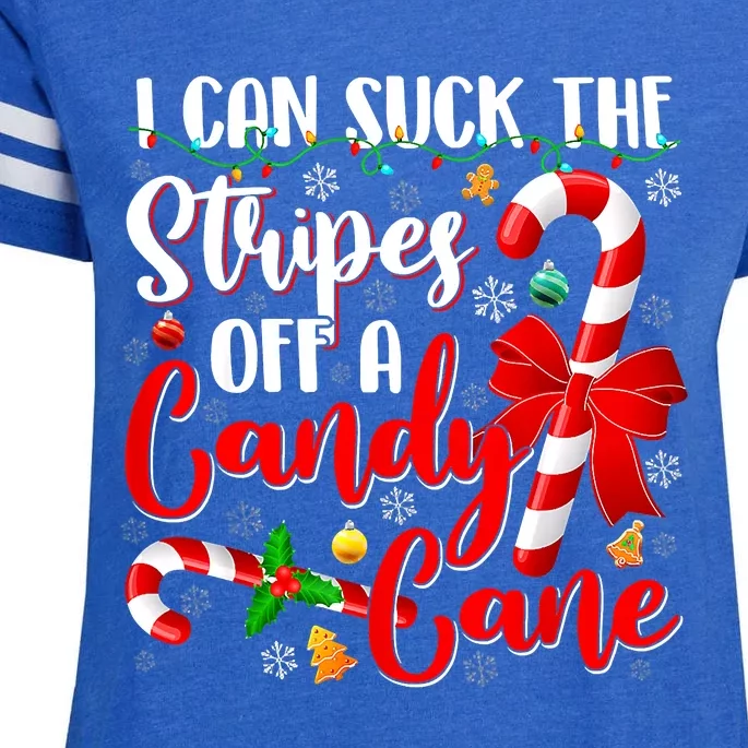 I Can Suck The Stripes Off A Candy Cane Christmas Naughty Enza Ladies Jersey Football T-Shirt