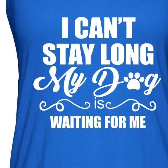 I CanT Stay Long. My Dog Is Waiting For Me Funny Dog Lover Ladies Essential Flowy Tank