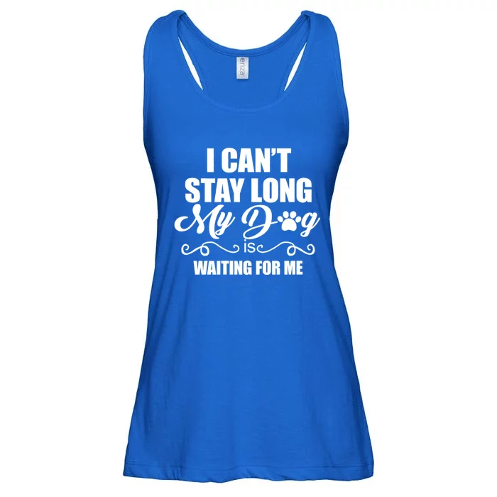 I CanT Stay Long. My Dog Is Waiting For Me Funny Dog Lover Ladies Essential Flowy Tank