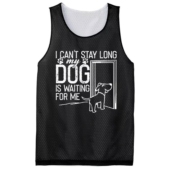 I CanT Stay Long. My Dog Is Waiting For Me Funny Dog Lover Mesh Reversible Basketball Jersey Tank